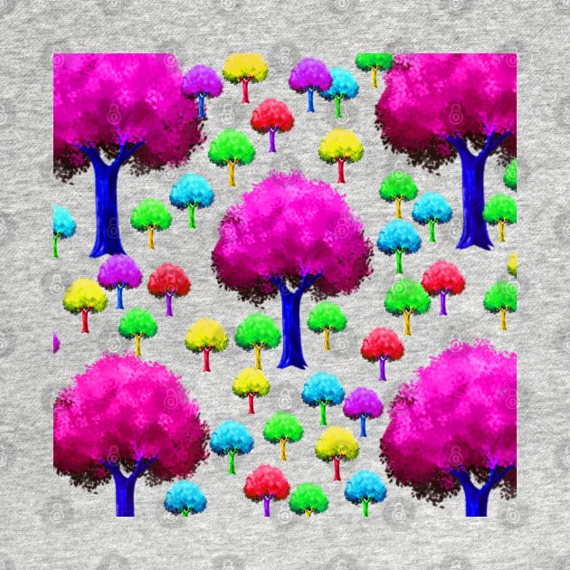 pink blue green colorful tree leaves background pattern by Artistic_st